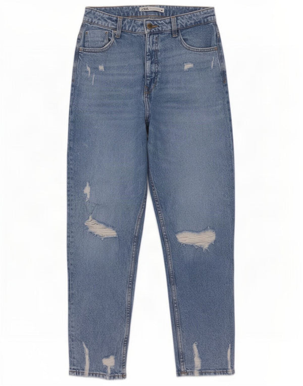 Blugi conici învechiți pentru femei Zara EU 40 Medium L30 L29 Albastru