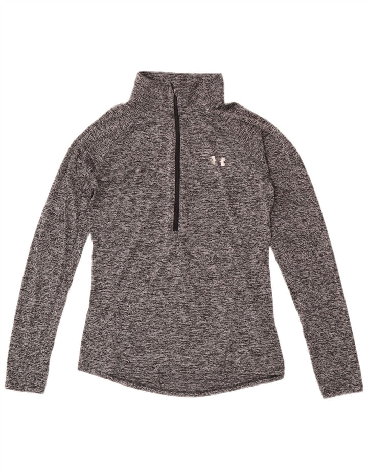Top de trening Under Armour pentru bărbați Heat Gear Pullover, mic, gri pătat