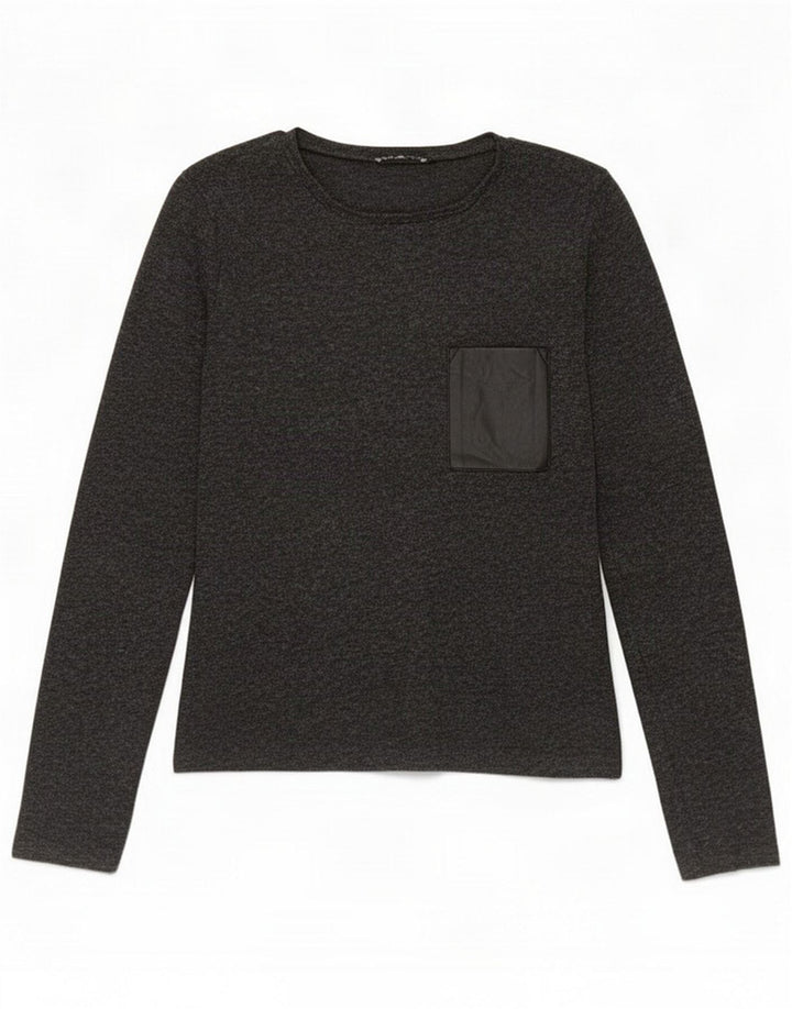 Zara Top pentru femei cu mânecă lungă UK 10 Small Gri Poliester