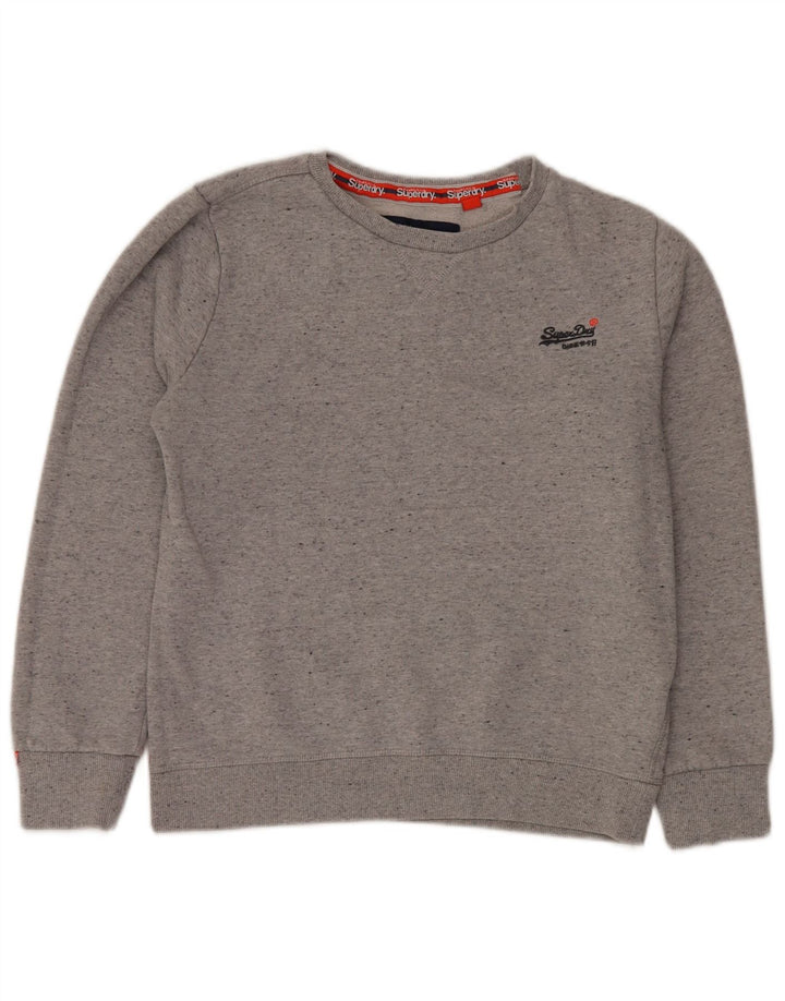Pulover SUPERDRY pentru femei UK 16, mare, gri bumbac cu pete