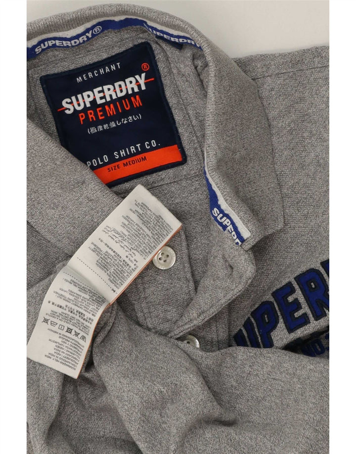 Tricou polo grafic pentru bărbați Superdry, bumbac gri mediu