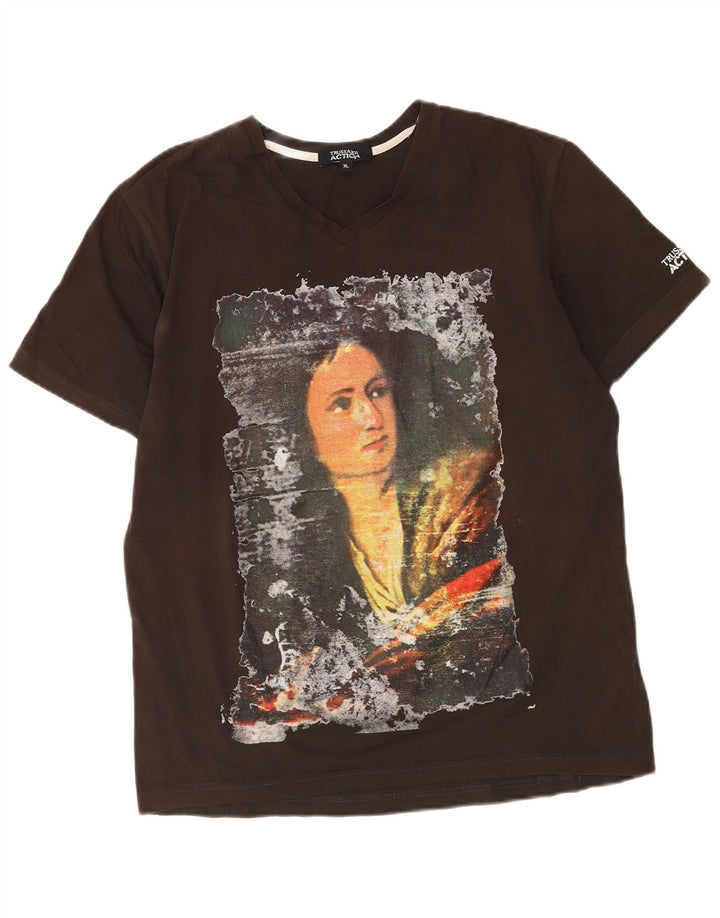 Tricou grafic Trussardi pentru bărbați Top XL maro