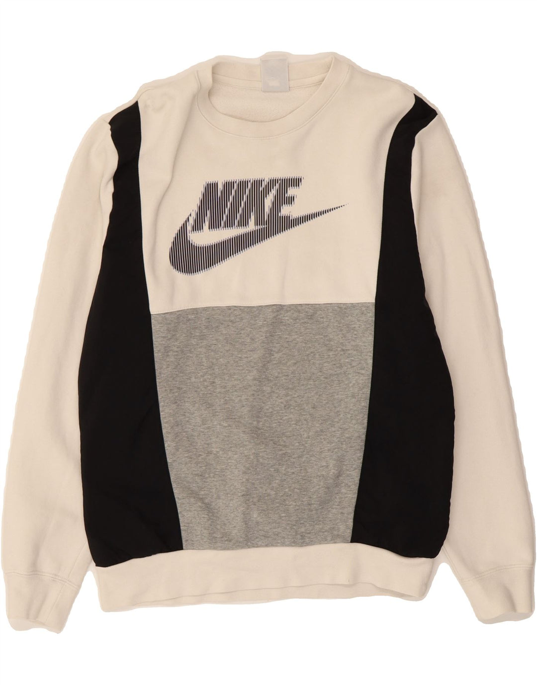 Hanorac grafic pentru bărbați NIKE Pulover mic, alb, din bumbac color bloc