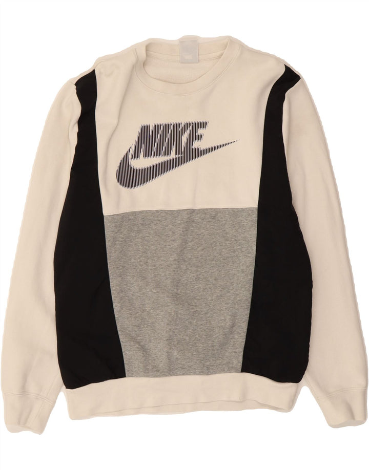 Hanorac grafic pentru bărbați NIKE Pulover mic, alb, din bumbac color bloc