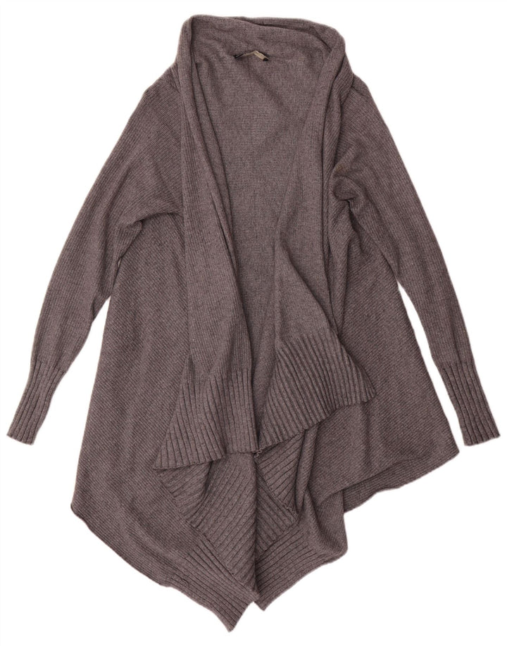 Pulover cardigan deschis asimetric pentru femei Zara UK 14 Viscoză gri mediu