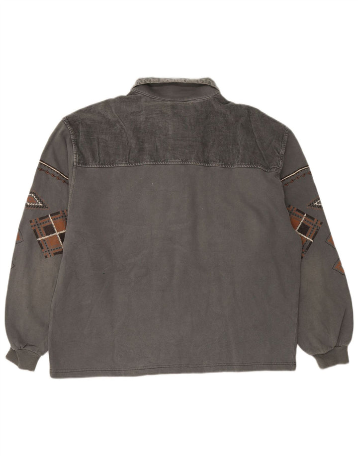 Hanorac Chewan pentru bărbați cu gât polo Jumper XL gri geometric