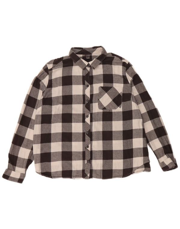 Cămașă de flanel pentru femei Eddie Bauer, cu ajustare largi, UK 18 XL, bumbac vichy negru