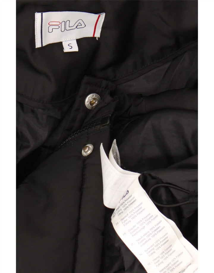 Jachetă căptușită cu glugă FILA pentru bărbați UK 36, poliester negru, bloc de culoare