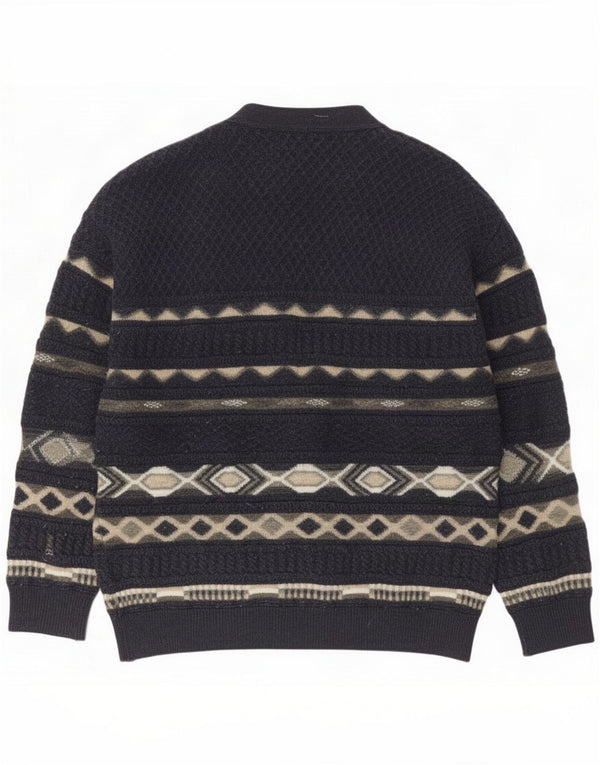 Falcaro Pulover Cardigan pentru bărbați IT 54 XL Bleumarin Geometric Lână Merinos