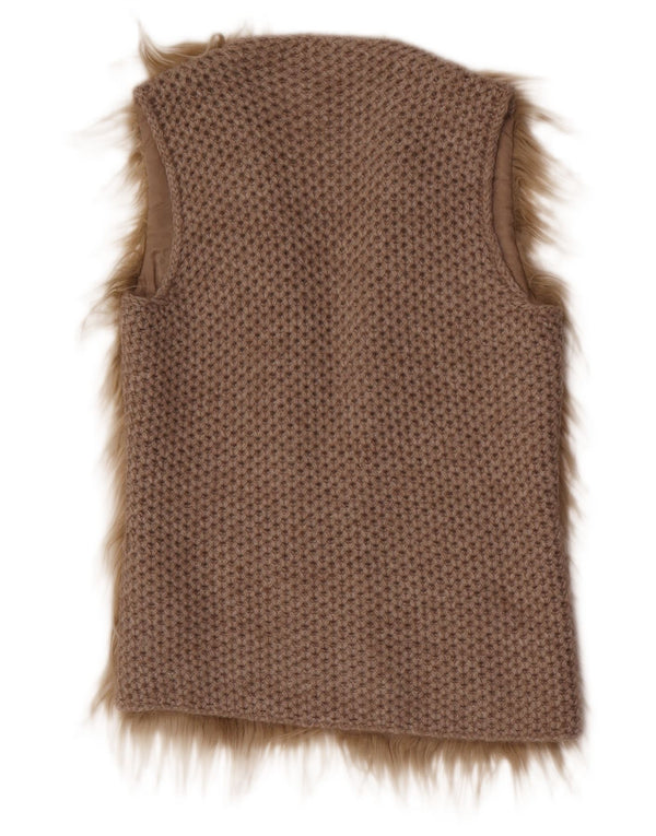 Pulover cardigan fără mâneci pentru femei Benetton UK 10 Bej mic
