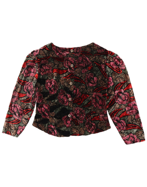 Bluză vintage cu mâneci lungi pentru femei UK 14 Medium Multicolor Floral