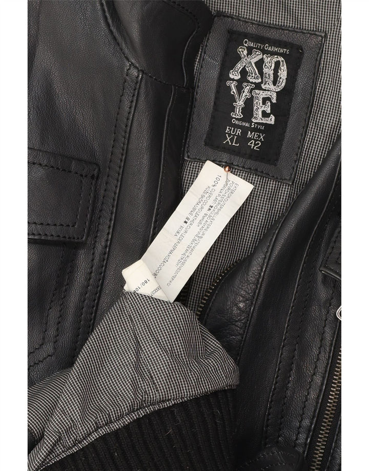 Geacă din piele pentru bărbați XDYE UK 42 XL, piele neagră