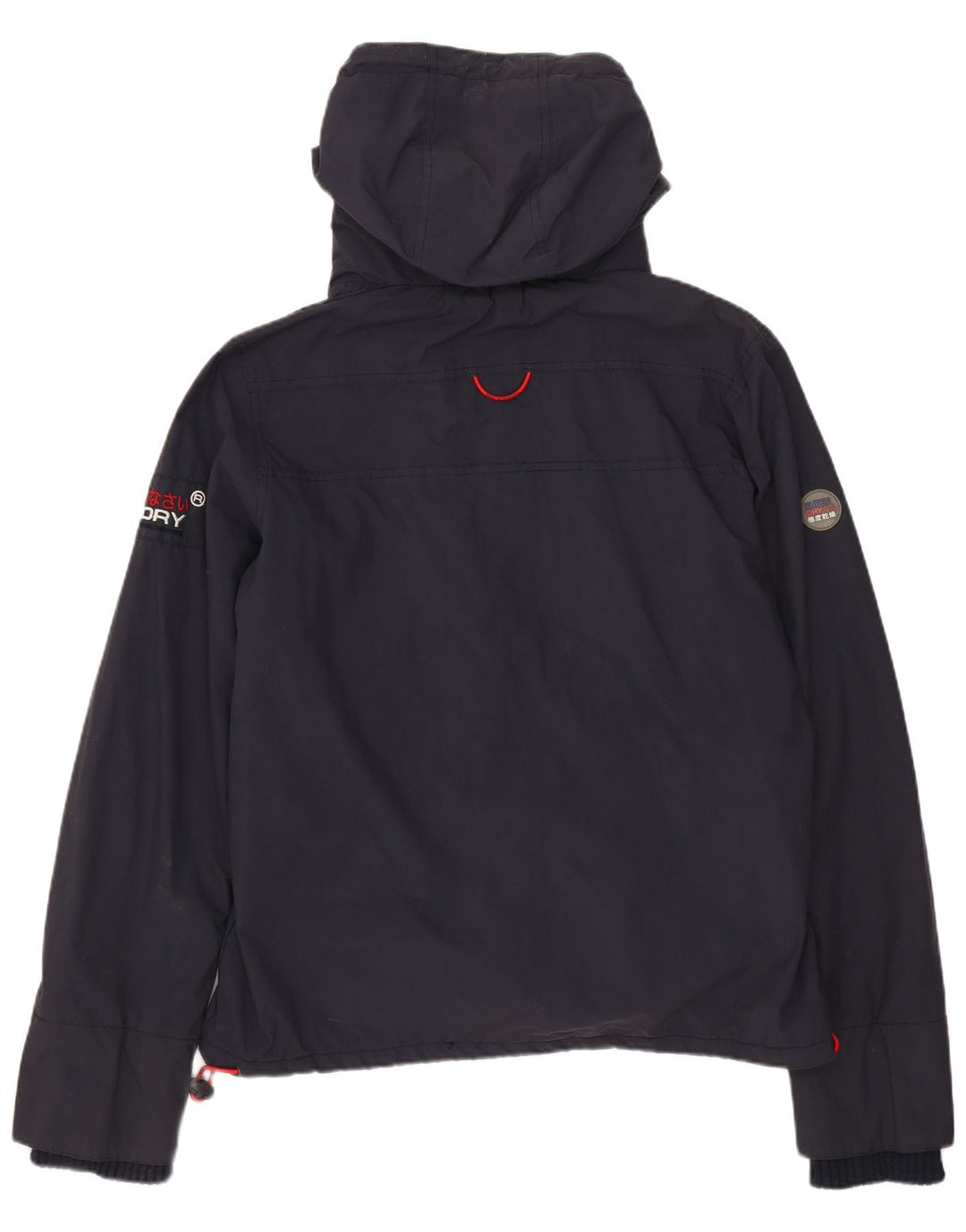 Jachetă Windbreaker pentru femei cu glugă Superdry UK 16 mare nailon bleumarin