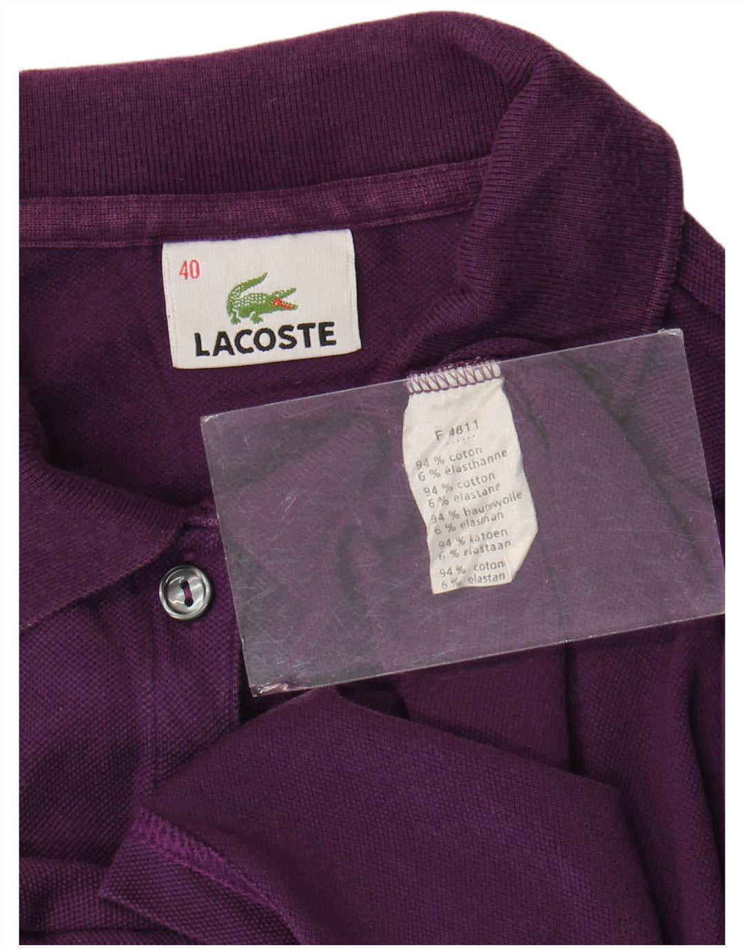 Tricou polo Lacoste pentru femei, mărimea 40, bumbac violet mediu