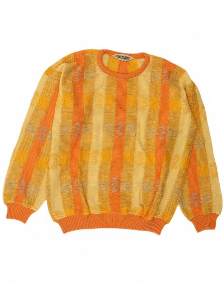 Pulover pentru bărbați Boxer cu gât roșu, bumbac cu dungi galbene medii