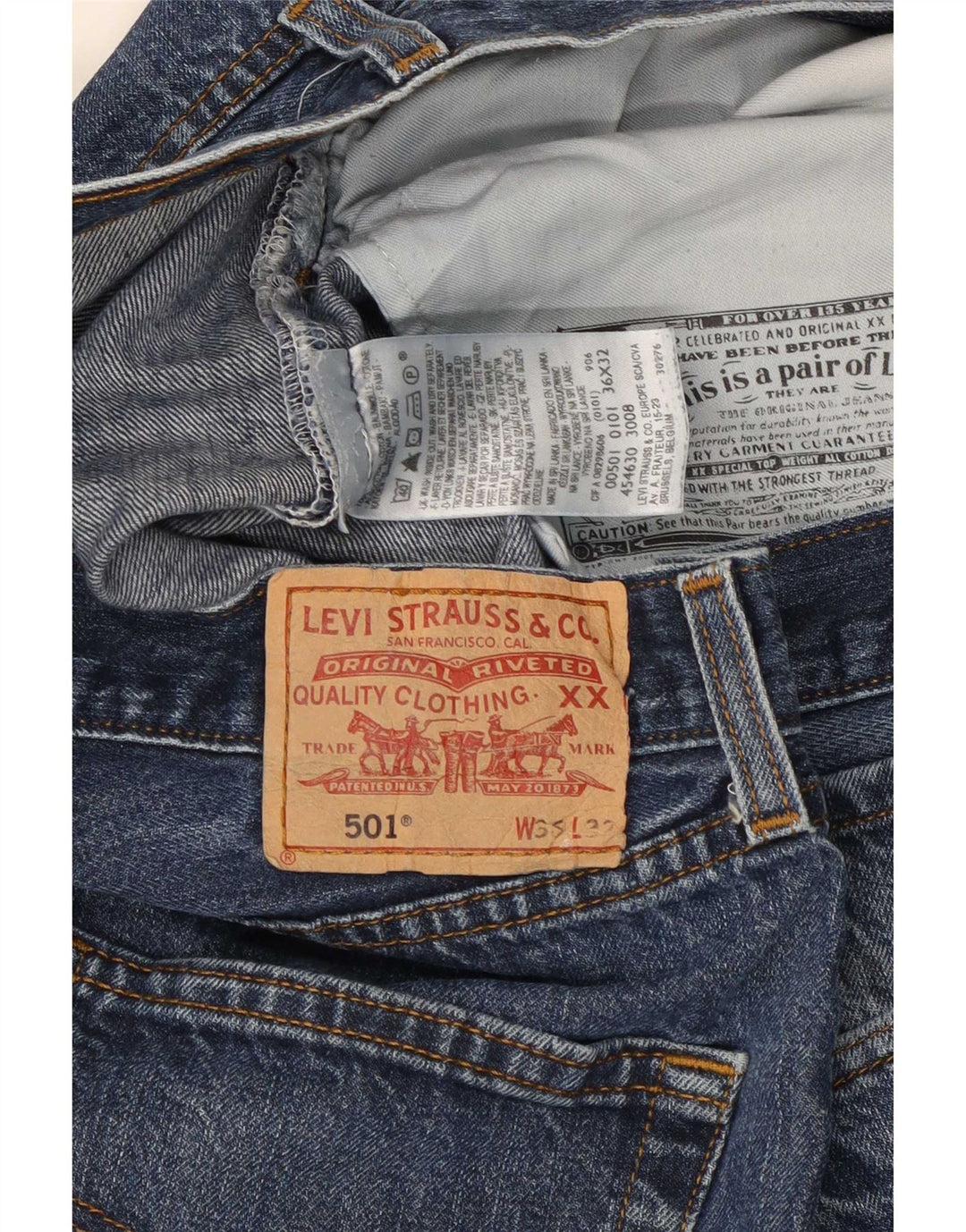 Blugi drepti pentru bărbați Levi's 501 W36 L28 Bumbac albastru