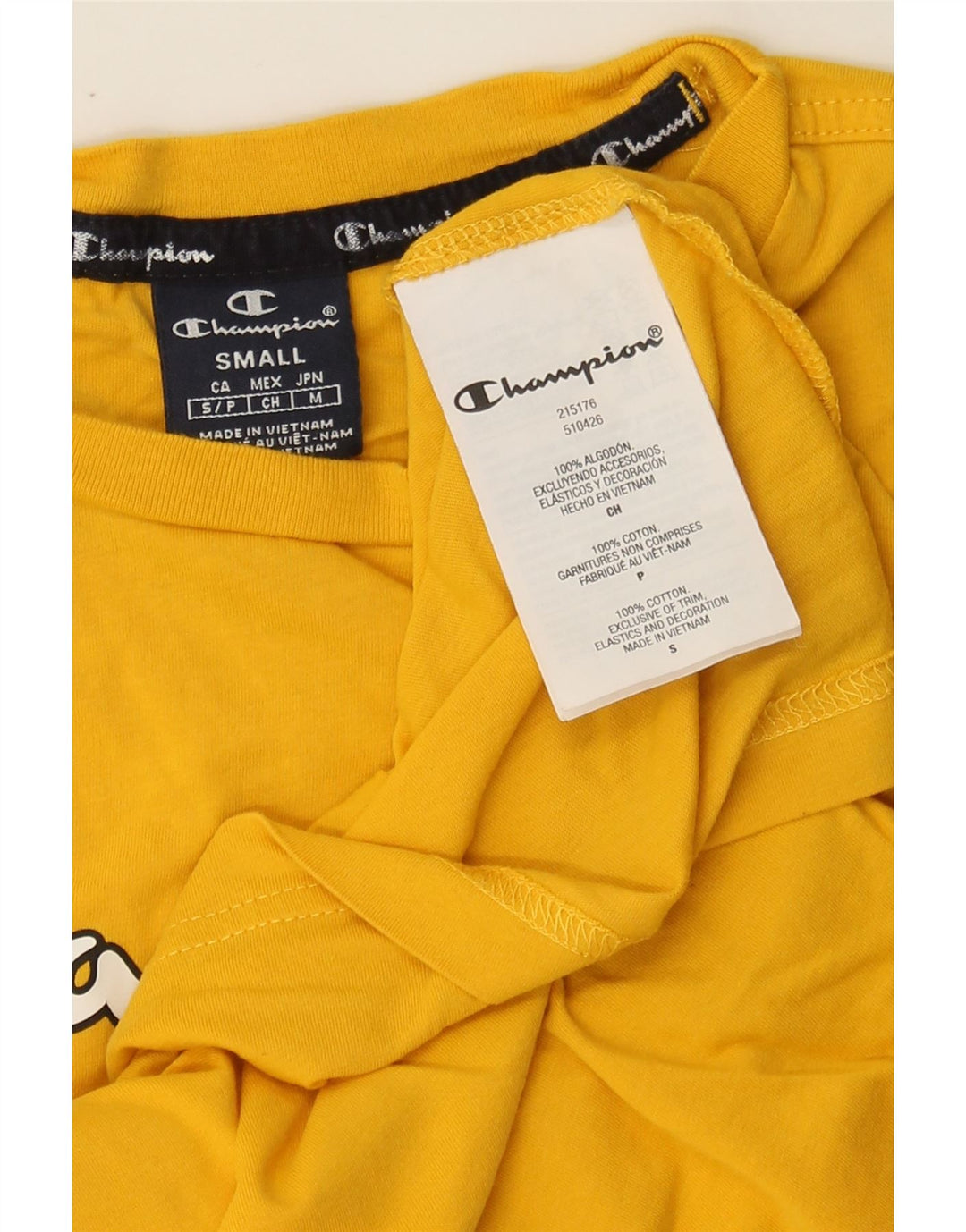 CHAMPION Mens Graphic T-Shirt Top Small Yellow Cotton Vintage Champion and Second-Hand Champion from Messina Hembry 