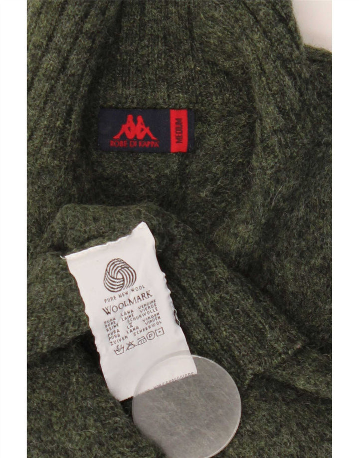 Pulover Kappa pentru femei, cu fermoar, cu gât, UK 14 Medium Kaki Lână cu pete