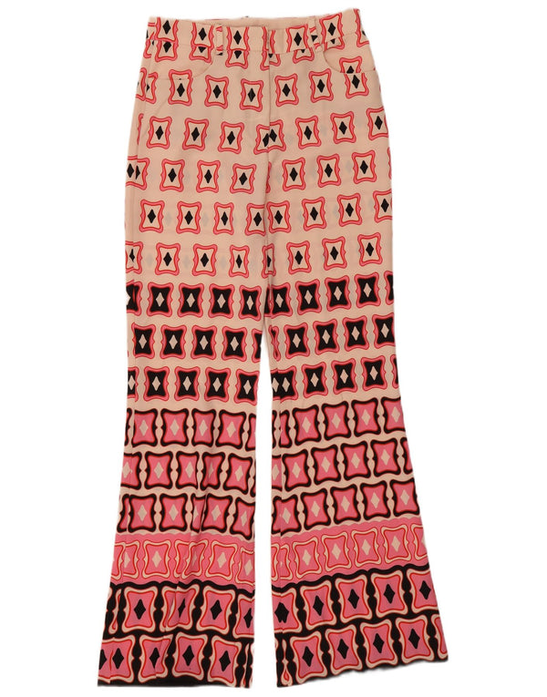Pantaloni casual evazați cu talie înaltă pentru femei Zara Mediu L28 L31 roz geometric