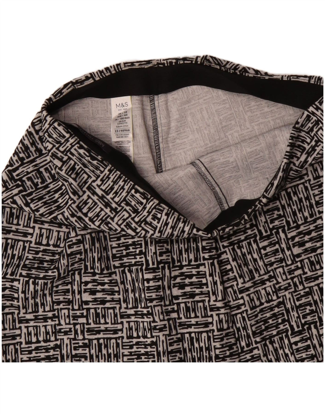 Fustă A-Line pentru femei Marks & Spencer UK 16 Large W34 Black Geometric