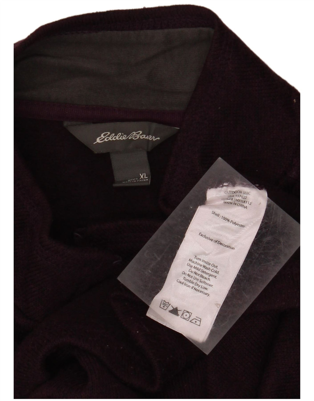 EDDIE BAUER Hanorac pentru bărbați, cu fermoar, XL, poliester mov.