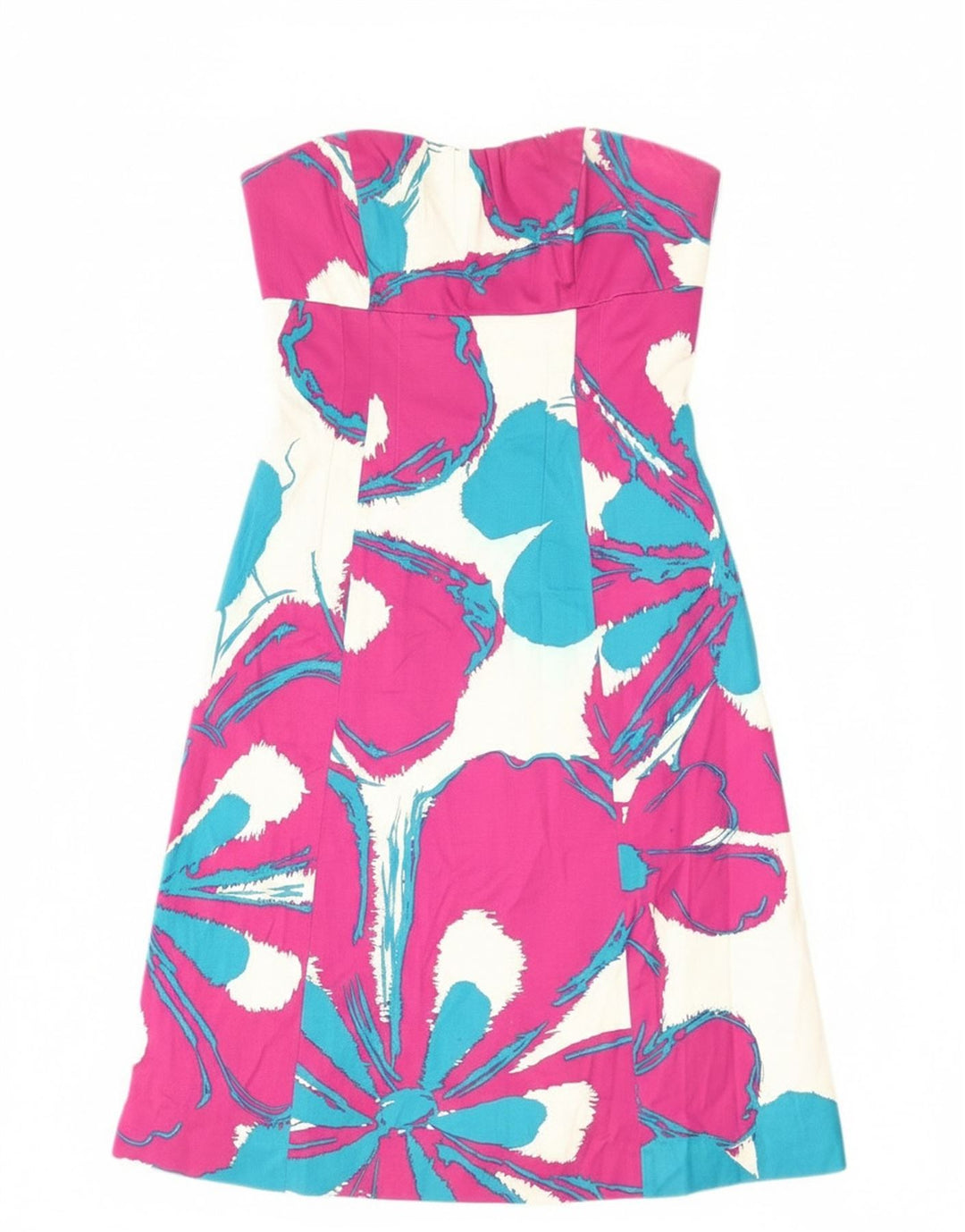 Rochie Coastă pentru femei fără bretele UK 8 mic, roz, bumbac floral