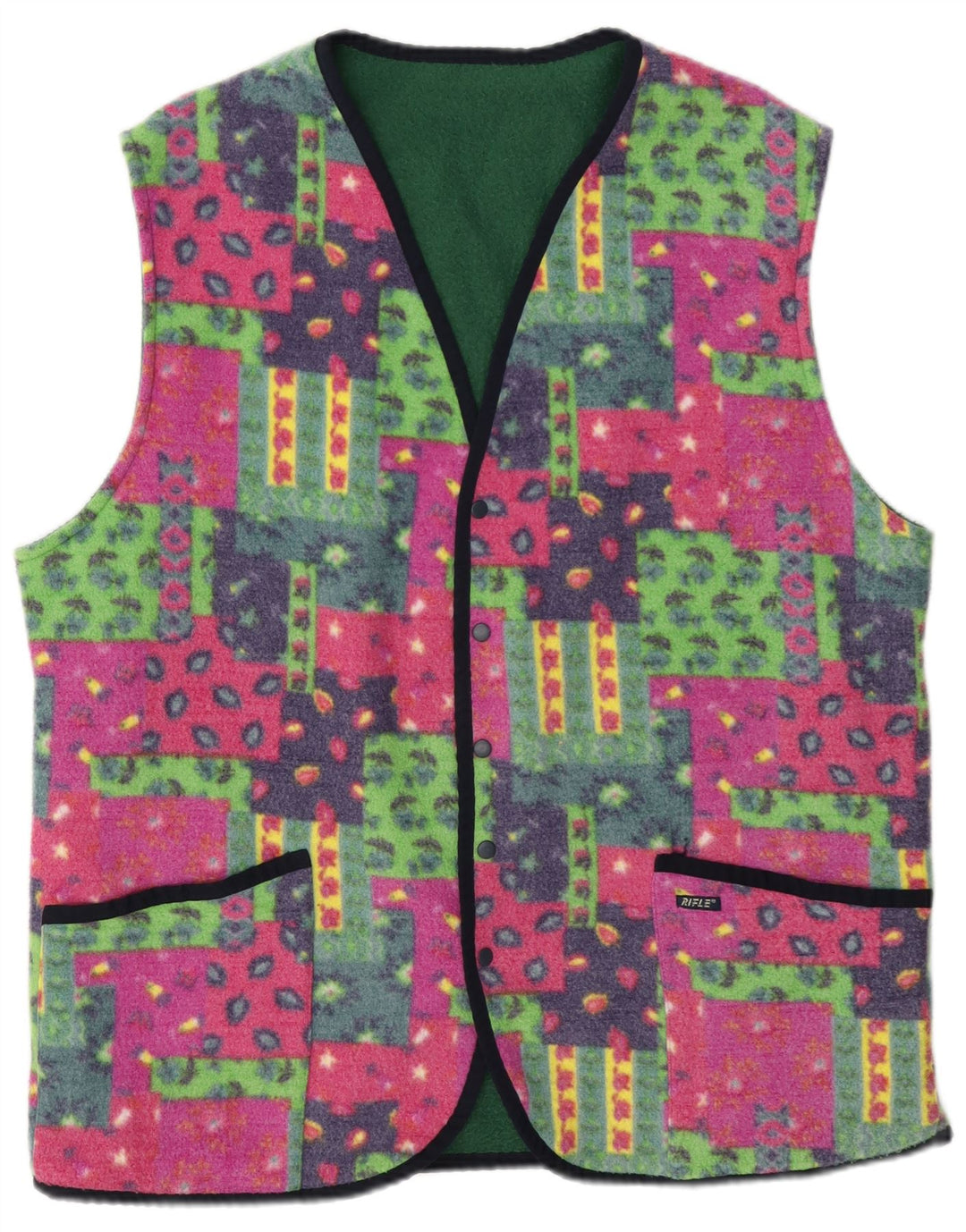 Rifle Gilet reversibil pentru bărbați din fleece UK 40, mare, multicolor, patchwork