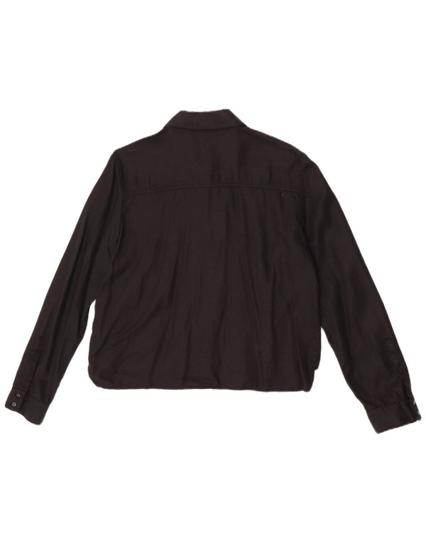 Bluză cămașă Z1975 pentru femei Zara UK 14 Medium Black Lyocell