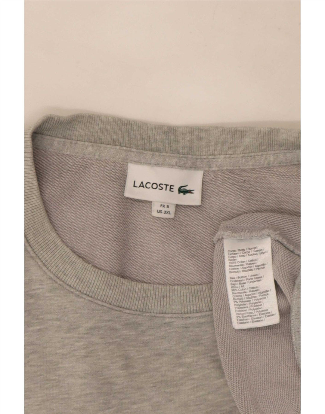 Pulover pentru bărbați Lacoste Mărimea 8 3XL Bumbac cu pete gri