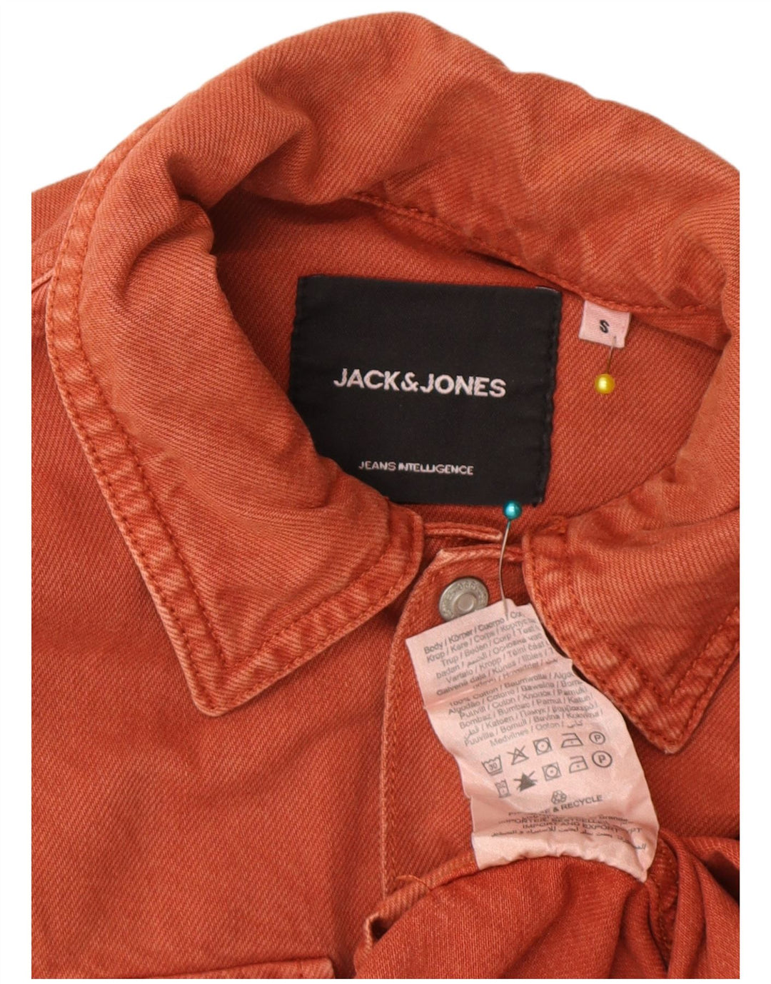 Cămașă Jack & Jones pentru bărbați din denim mic, maro, bumbac
