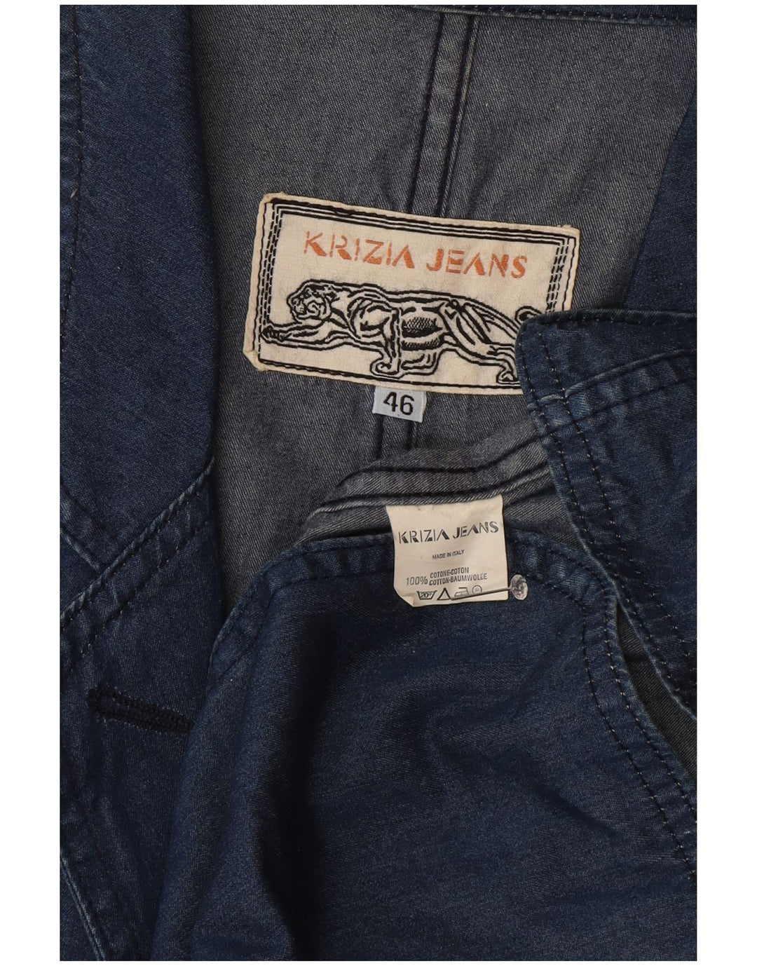 Krizia Jeans Jachetă Blazer Femei Denim 1 Buton IT 46 Mare Bumbac Albastru