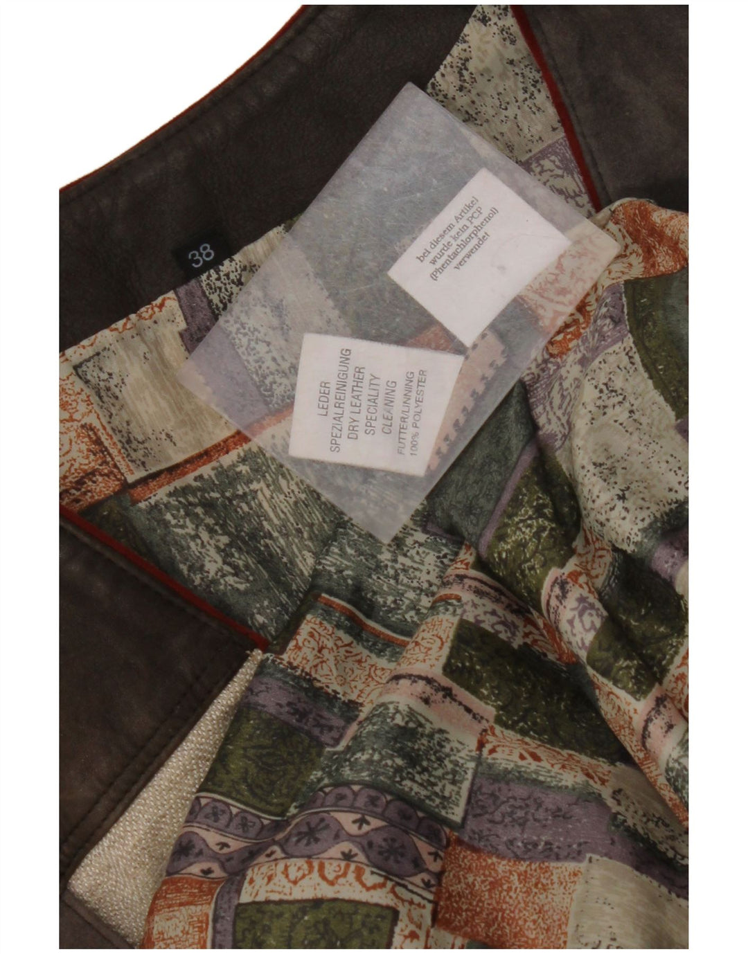 Gilet pentru femei VINTAGE din piele intoarsa cu grafica EU 38 Medium Multicolor Colorblock