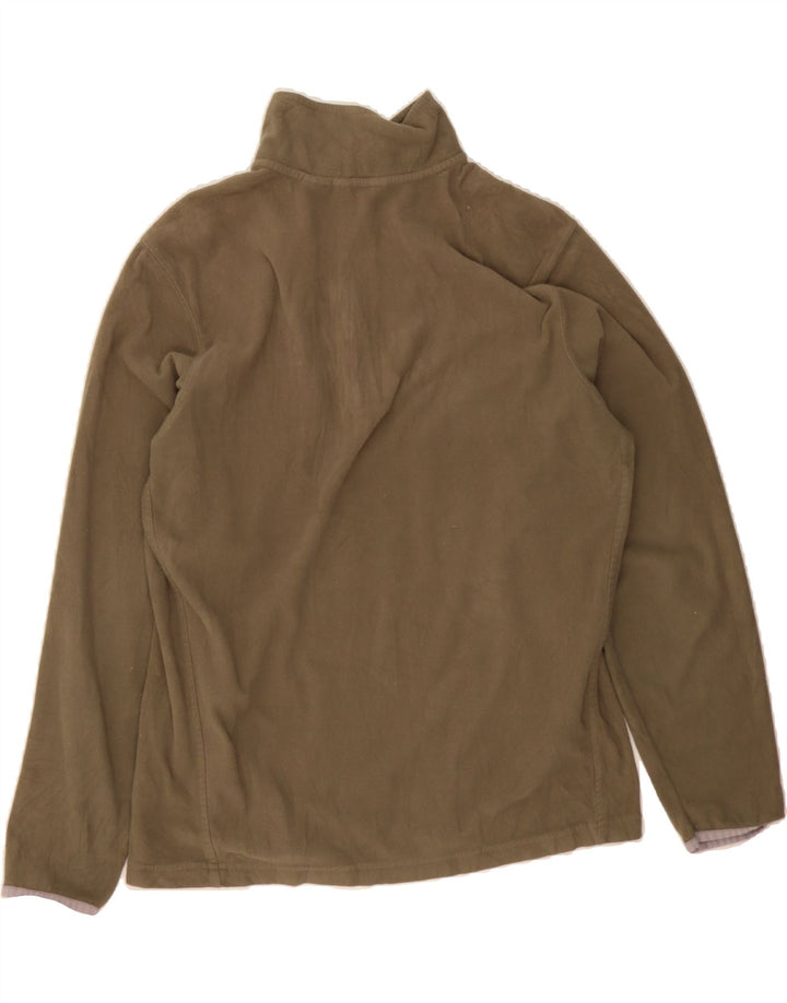 EDDIE BAUER Mens Zip Neck Fleece Jumper Large Khaki Polyester Vintage Eddie Bauer and Second-Hand Eddie Bauer from Messina Hembry 