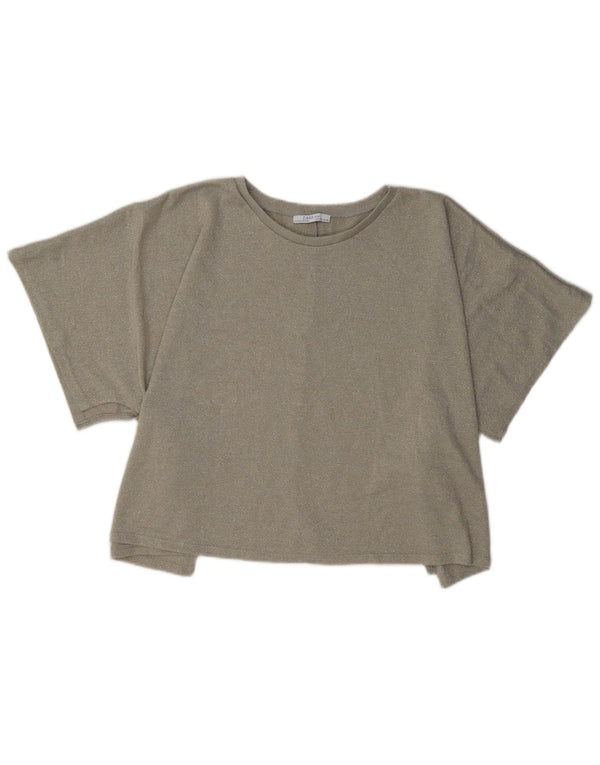 Top bluză supradimensionată pentru femei Zara UK 14 Medium Bej Flecked