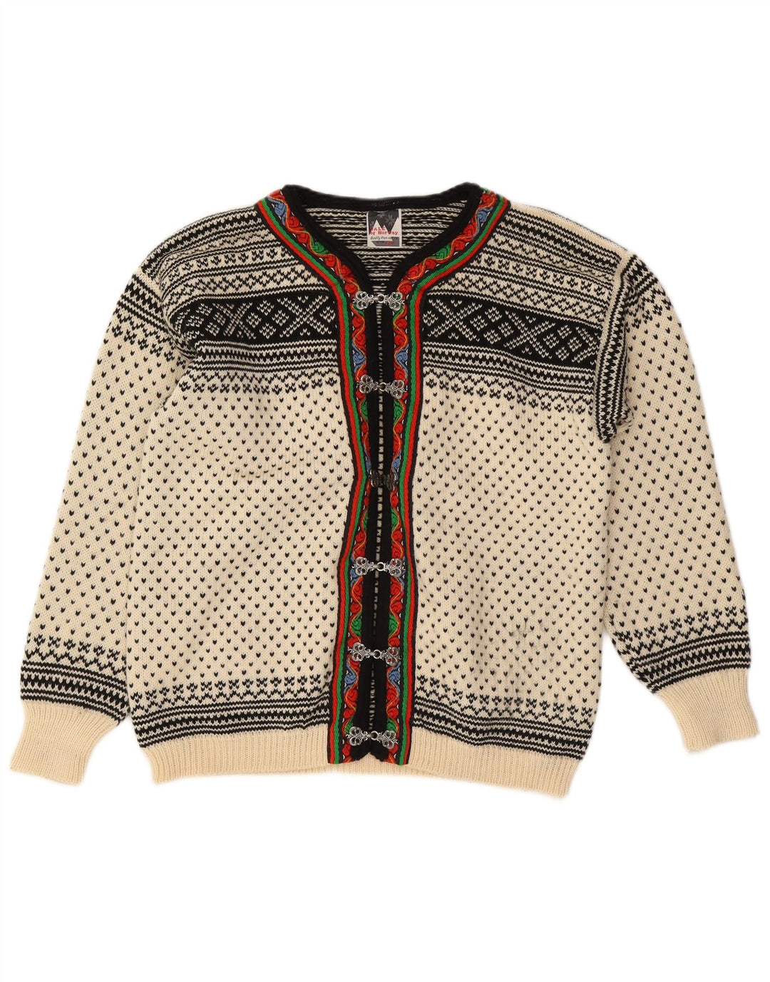 Pulover cardigan pentru femei DALE OF NORWAY UK 14 Medium Off White Fair Isle