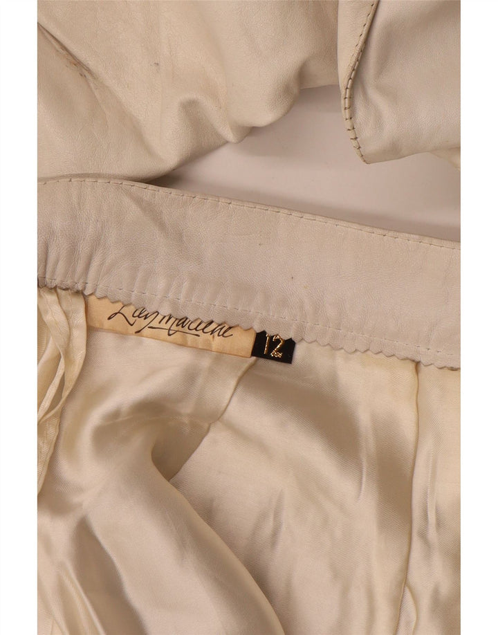 Set de fuste din piele vintage pentru femei din 2 piese UK 12 Medium W26 Off White