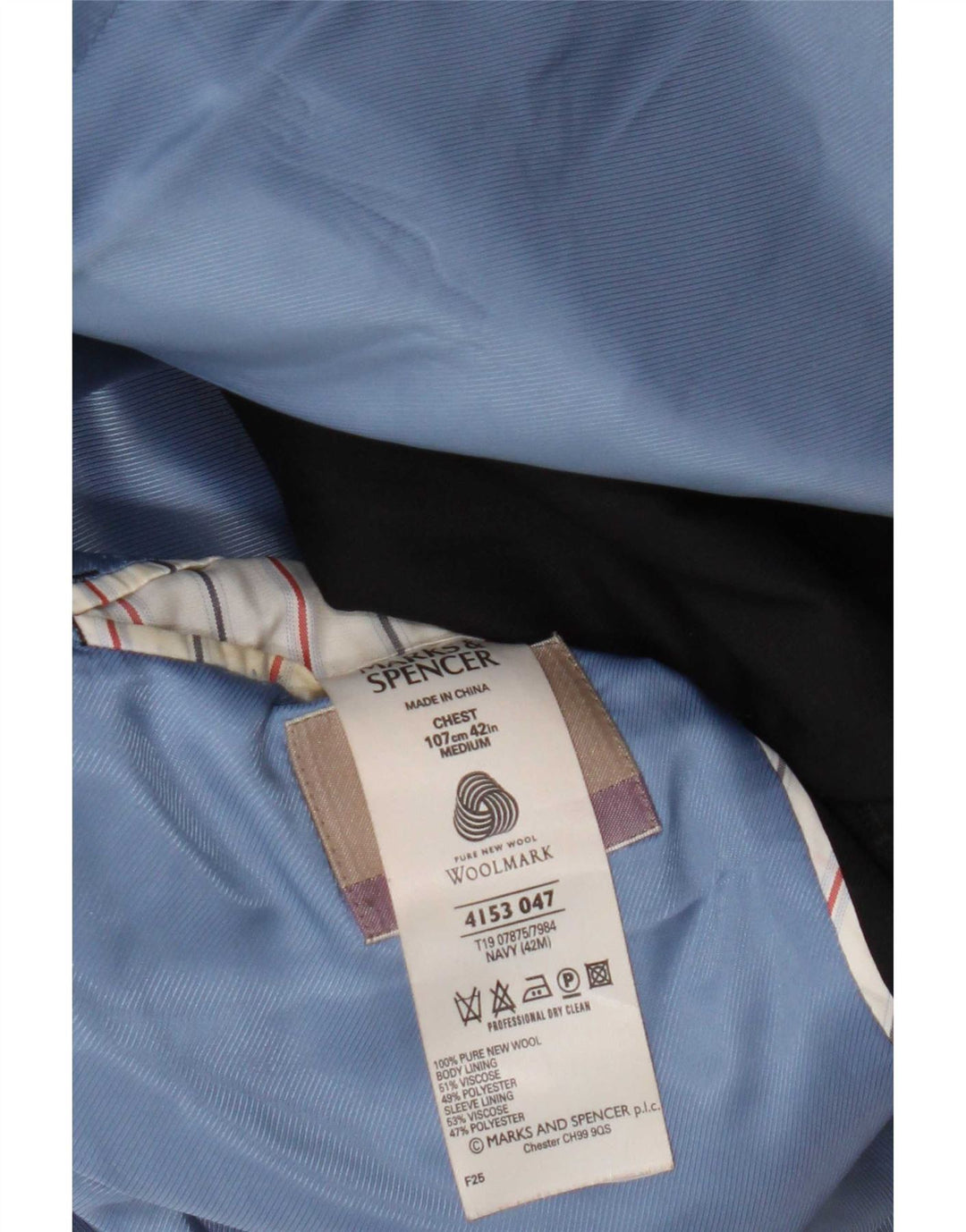 Jachetă pentru bărbați Marks & Spencer, cu 2 nasturi, UK 42, mare, albastru, lână nouă