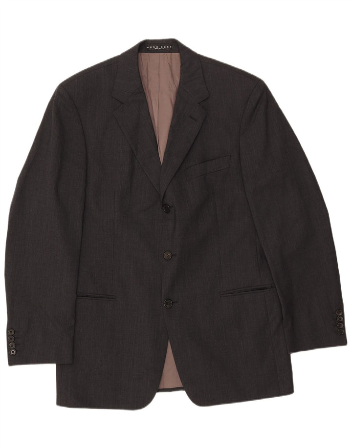 Blazer pentru bărbați HUGO BOSS, cu 3 nasturi, UK 40 Lână mare, gri