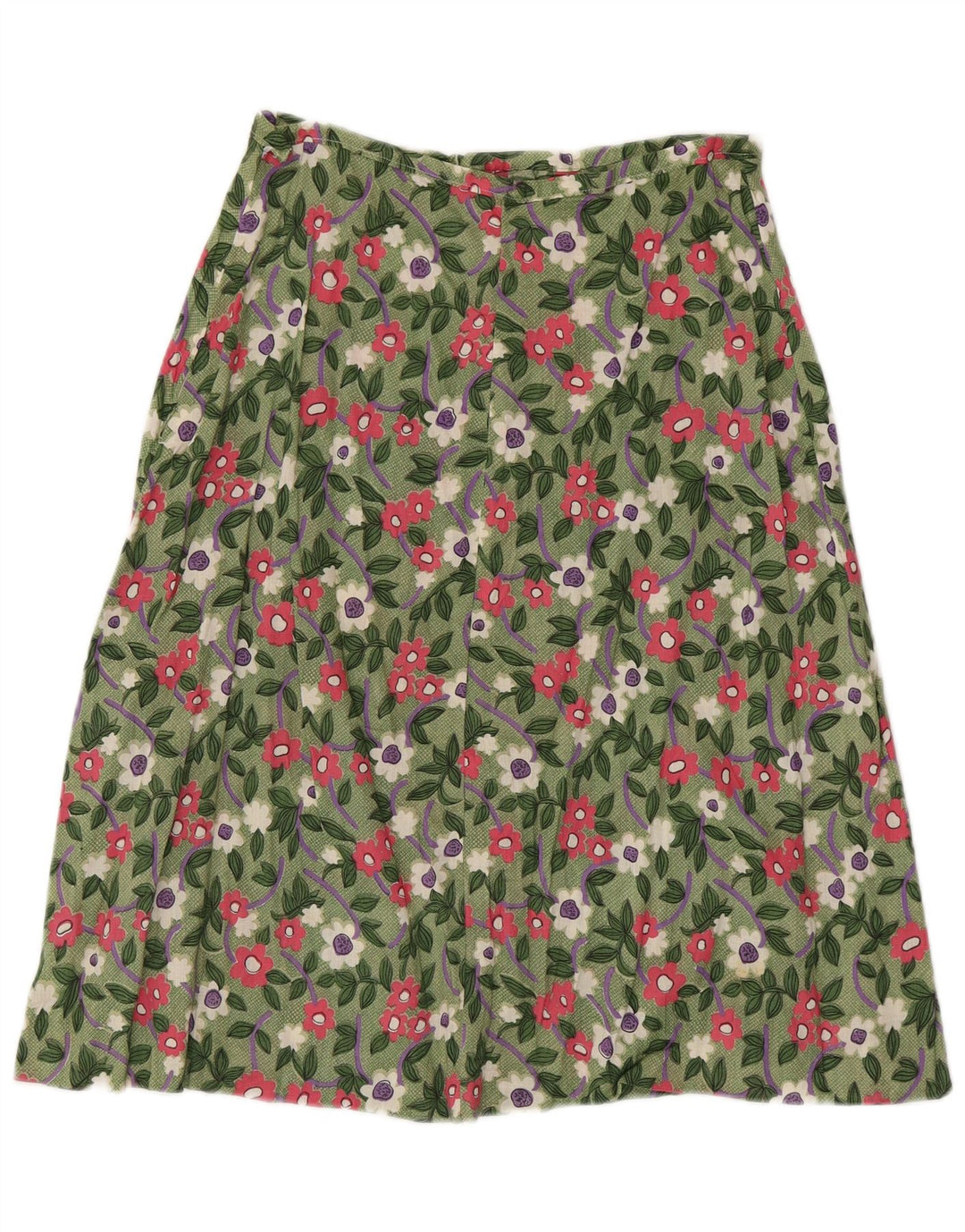 Fustă A-Line Vintage pentru femei W28 Medium Green Floral