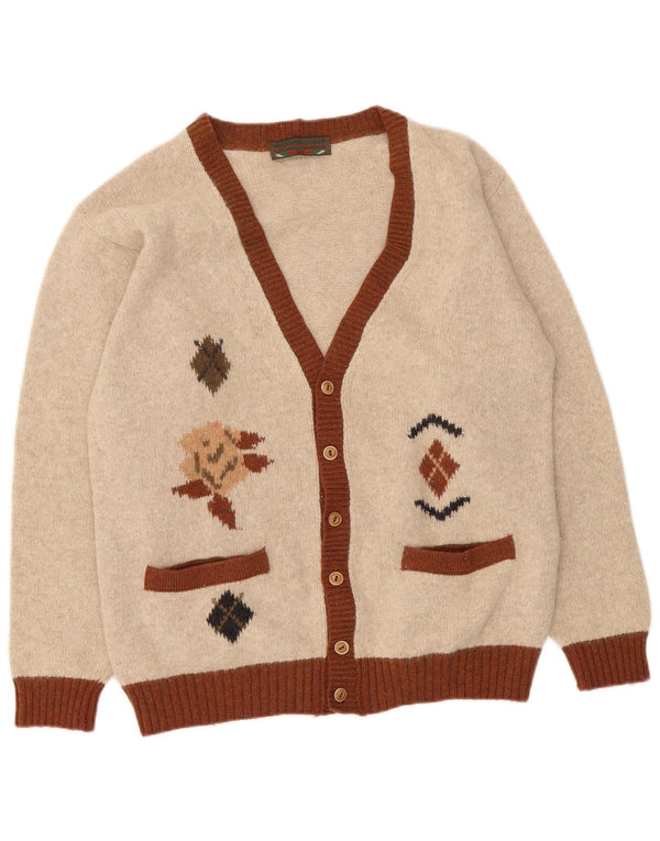 Pulover cardigan vintage pentru bărbați, lână Argyle/Diamond, bej mic