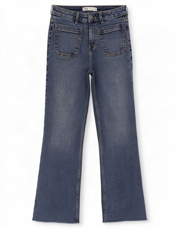 Blugi Zara Femei Bootcut EU 34 2XS L24 L25 Bumbac Albastru
