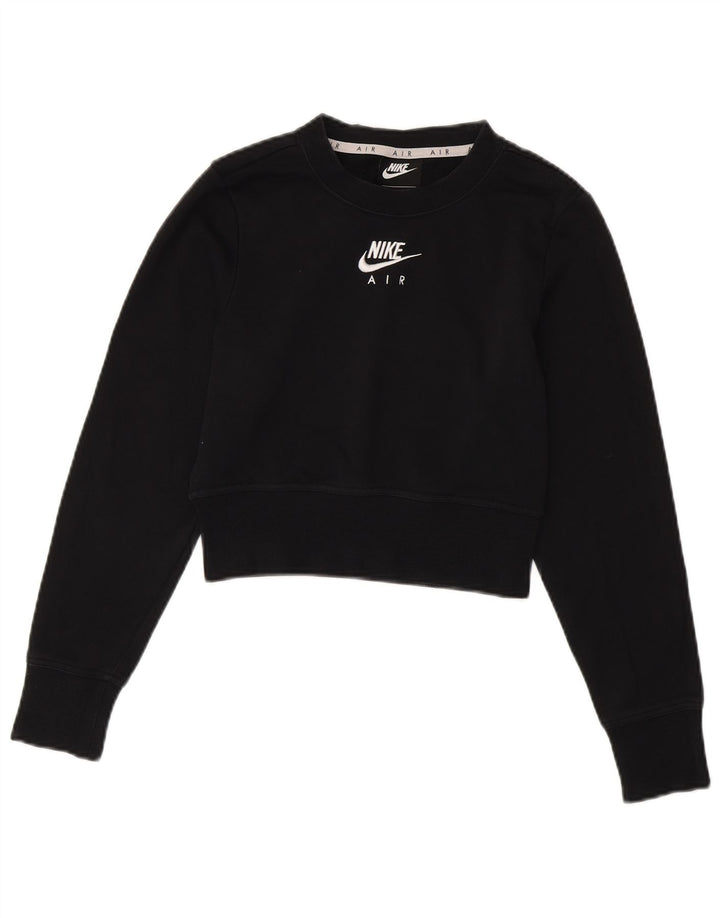 Pulover NIKE Crop Graphic pentru femei UK 6 XS Bumbac negru