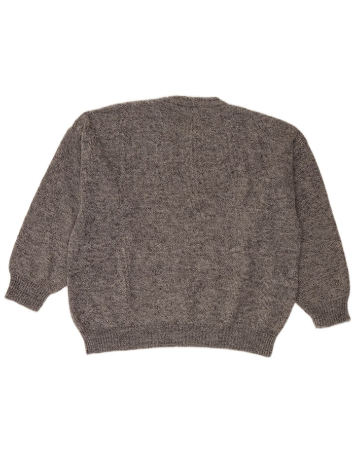 Pulover vintage pentru bărbați cu gât roșu, XL, gri