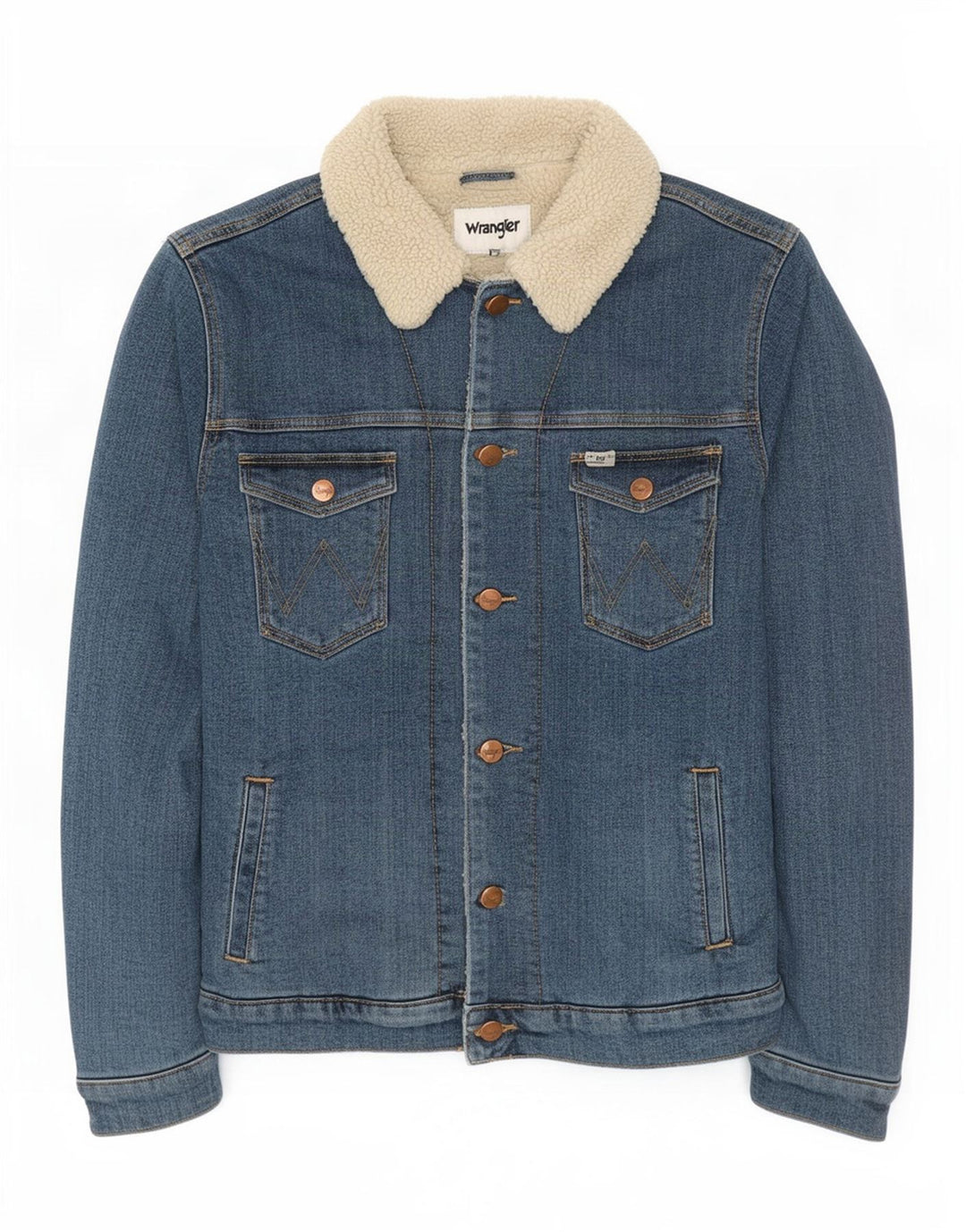 Jachetă de blugi Sherpa Wrangler pentru bărbați UK 36 Bumbac albastru mic
