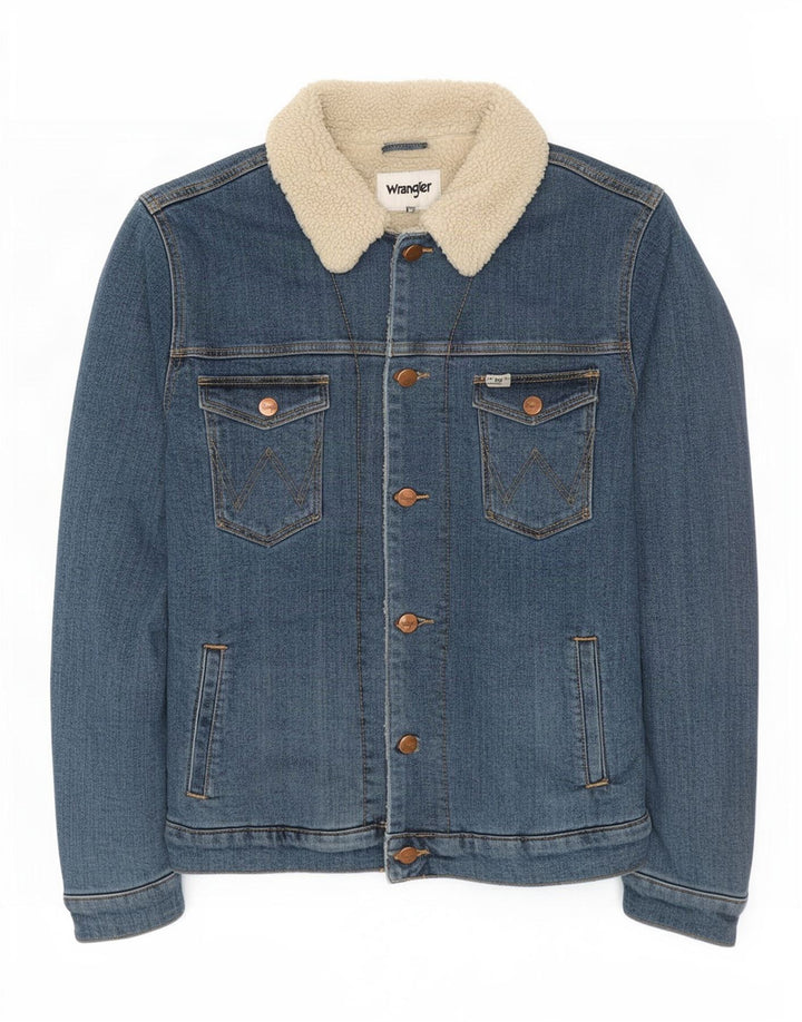 Jachetă de blugi Sherpa Wrangler pentru bărbați UK 36 Bumbac albastru mic