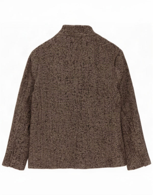 Jachetă vintage pentru femei cu piept dublu IT 50 XL Lână Chevron maro