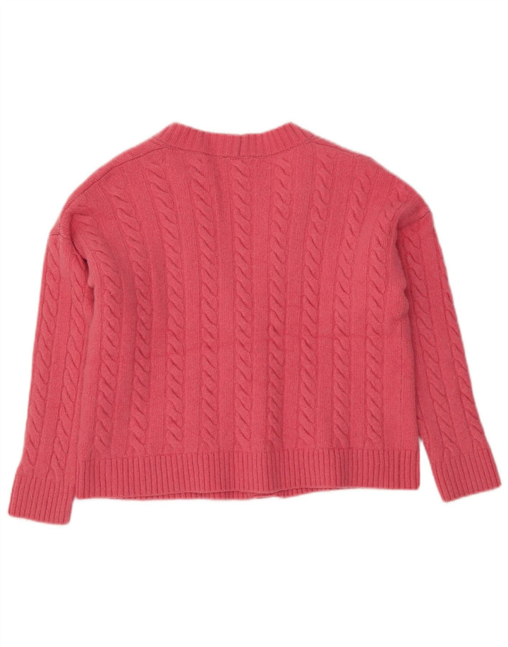 Pulover cardigan crop pentru femei BENETTON UK 14 Lână roz mediu