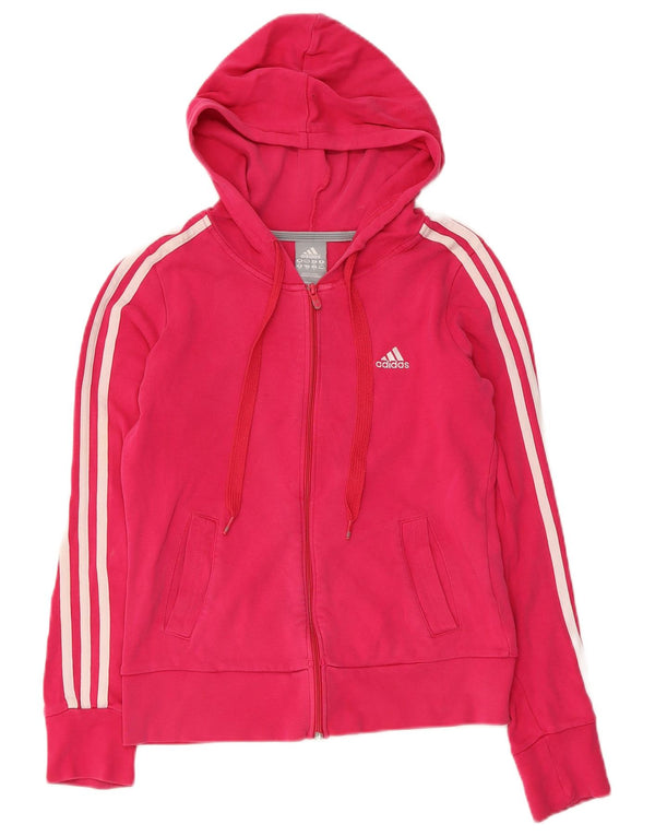 Pulover Adidas pentru femei cu fermoar, UK 8, bumbac roz mic