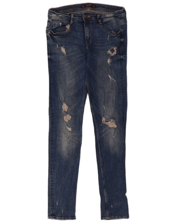 Blugi skinny distressed Trafaluc pentru femei Zara EU 40 Medium W30 L32 Albastru
