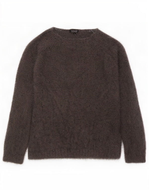 Topshop Pulover supradimensionat pentru femei cu gât de barcă UK 10 Mic, gri acrilic